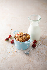Organic homemade granola with cherries