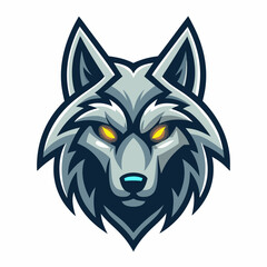 Create a vector graphic of a cyber wolf, bold strokes, esports style.