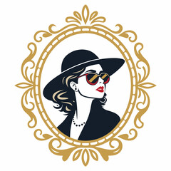 Create a vector illustration of a fashion influencer with a bold, thick outline.  The style should be modern and impactful.