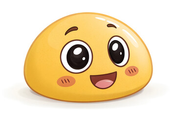 Fototapeta premium A happy yellow smiley face with a cheerful expression on a white background.