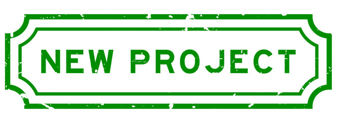 Grunge green new project word rubber seal stamp on white background
