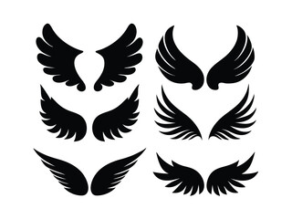 Elegant Wing Silhouette Collection - Vector Illustration