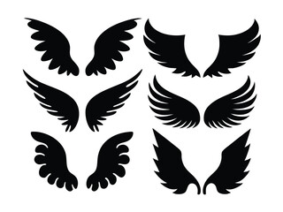 Elegant Wing Silhouette Collection - Vector Illustration