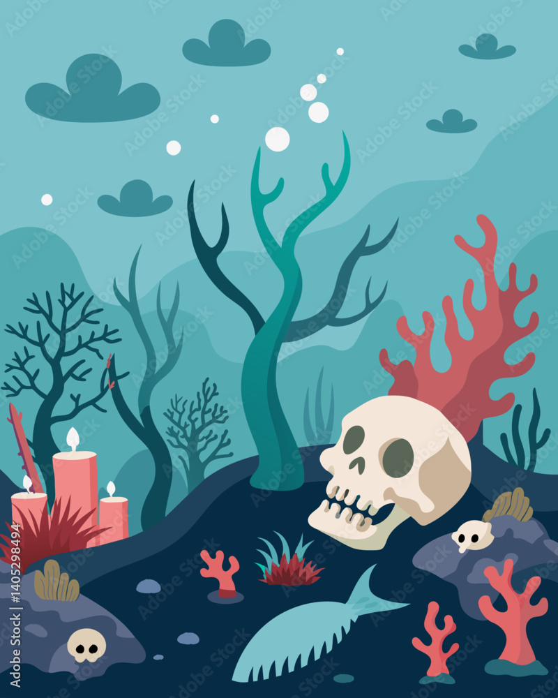 Poster the once diverse and thriving coral reefs have turned into bleached skeletons a stark reminder of th