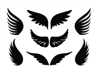 Elegant Wing Silhouette Collection - Vector Illustration