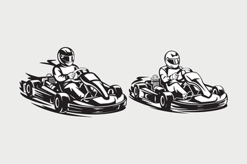 go-kart racing illustration vector