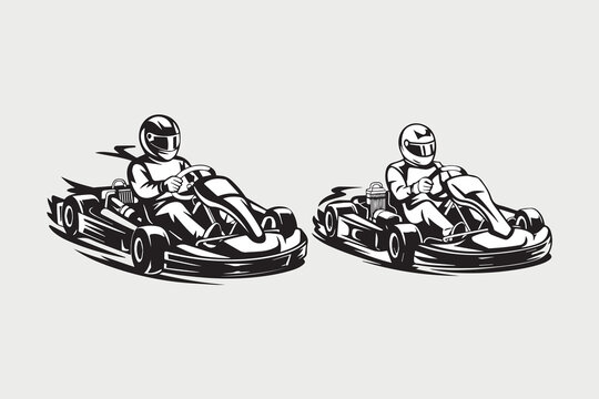 go-kart racing illustration vector