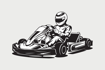 go-kart racing illustration vector