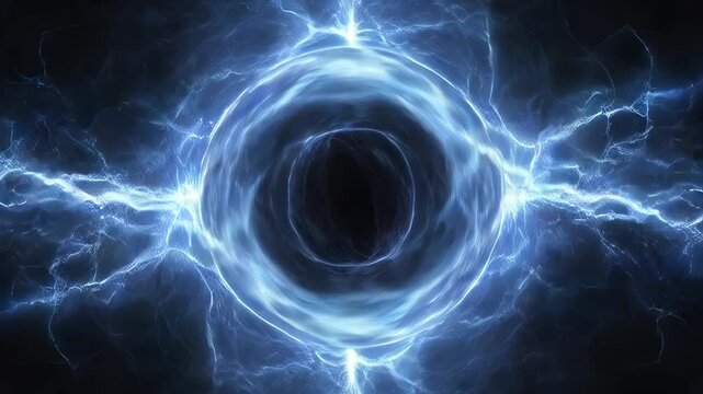 回転する青い電気. Spinning Blue Electricity. AI generated.