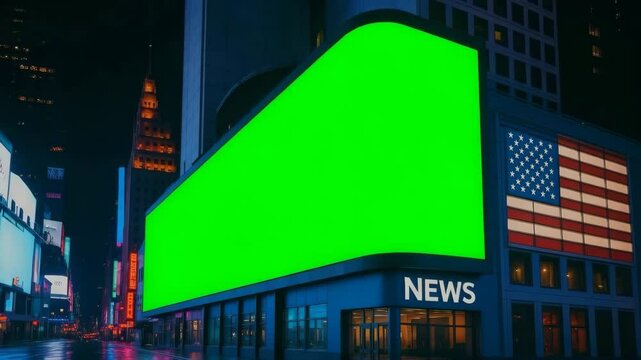LED Billboard with Green Screen for Chroma Key Editing