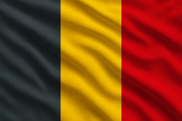 Waving flag of Belgium, Belgian flag blowing in the wind, full frame smooth fold