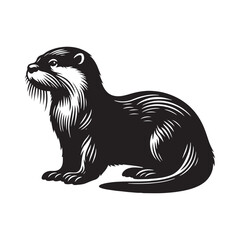 Otter Silhouette - Minimal Otter Vector - Otter Illustration - Otter Black and White art.