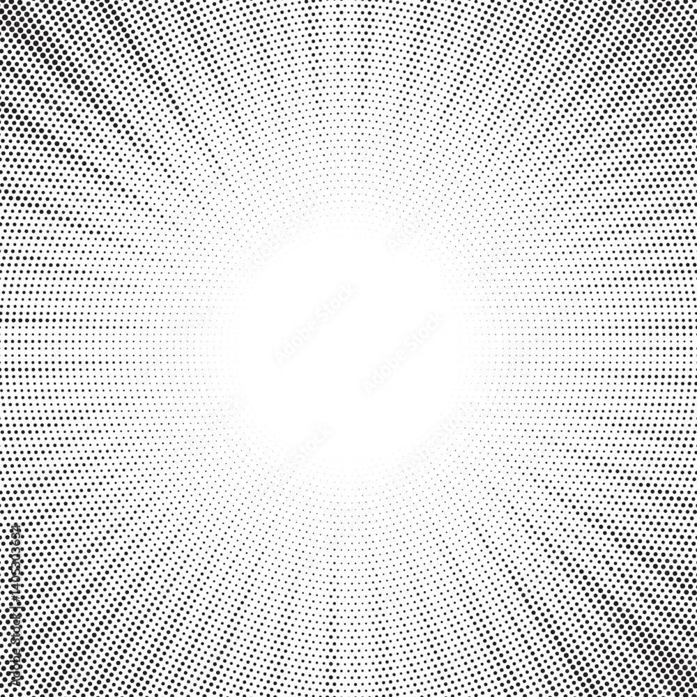 Aufkleber Halftone gradient sun rays pattern. abstract halftone vector dots background. monochrome dots pattern. pop art, comic small dots. star rays halftone poster. shine, explosion. sunrise rays background.