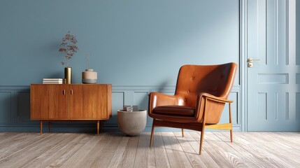 Leather armchair in a stylish room