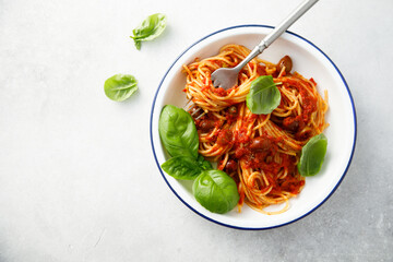 Pasta Puttanesca with olives and tomatoes