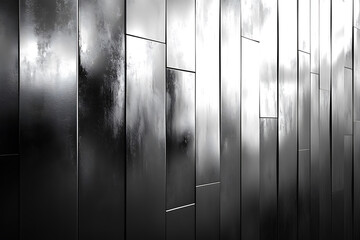 Obraz premium Abstract Dark Reflective Surfaces Vertical Panels Modern Design High Contrast Background