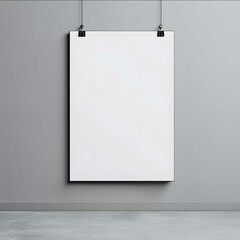 a poster mockup Hanging poster plain background