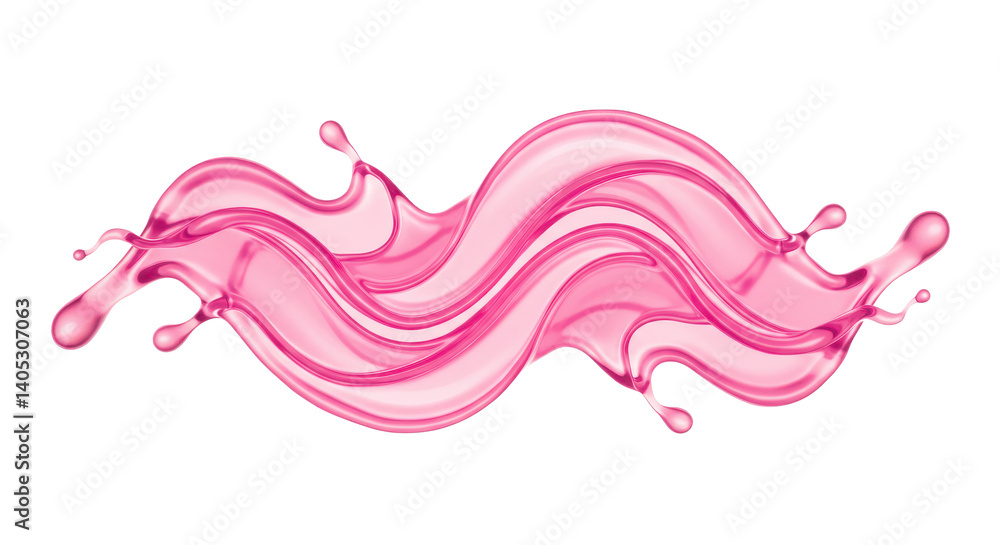 Aufkleber pink liquid splash with wavy flow isolated on black background in a dynamic and elegant presentation