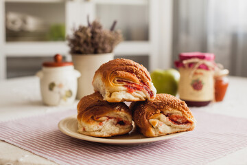 delicious sweet food flour products, the work of a professional bakery.