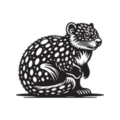 Minimal Quoll Silhouette - Quoll Vector - Illustration of Quoll - Black and White Quoll Design.