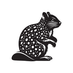 Minimal Quoll Silhouette - Quoll Vector - Illustration of Quoll - Black and White Quoll Design.