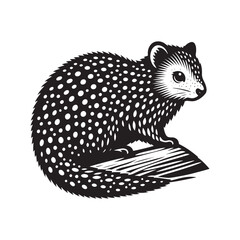 Minimal Quoll Silhouette - Quoll Vector - Illustration of Quoll - Black and White Quoll Design.