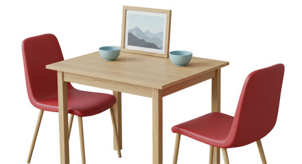 Isolated Dining Table with Chairs and Picture