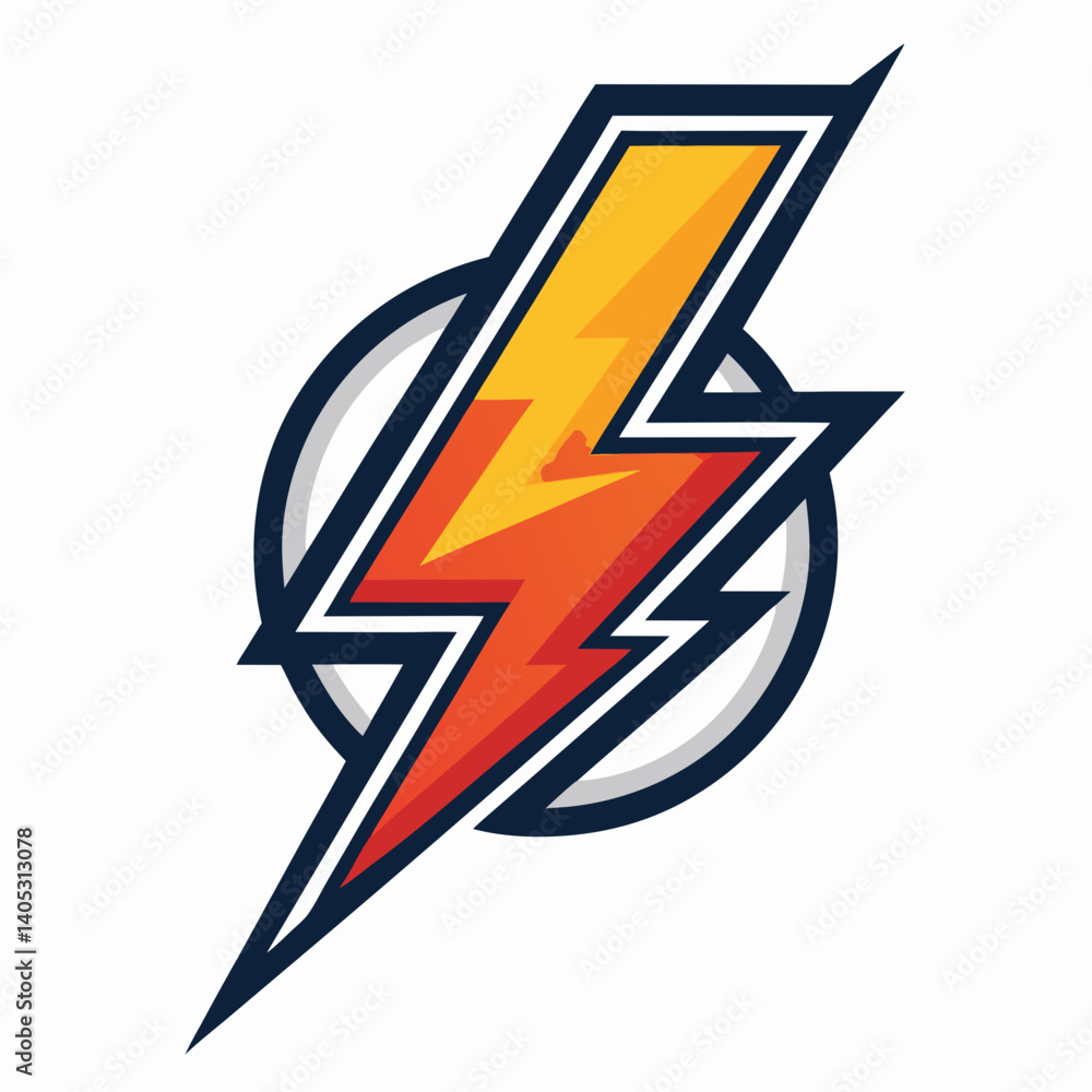 Poster create a vector graphic of a bold, split lightning bolt with a strong stroke.