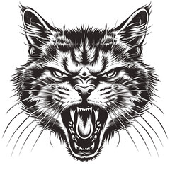 Wild tiger head vector illustration, a powerful predator symbol, Angry Cat SVG Cut File – Fierce Cat Vector Clipart for Cricut – Roaring Kitten Digital File