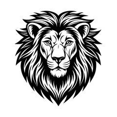 Lion head mascot vector illustration of a wild animal symbol in black silhouette style