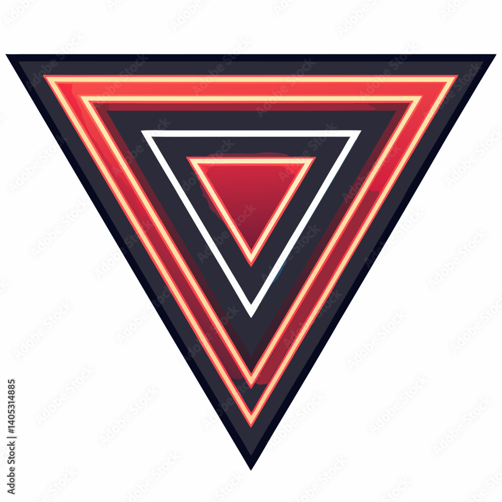 Poster create a vector graphic of a bold-stroked abstract triangle with varying color gradients and depth.