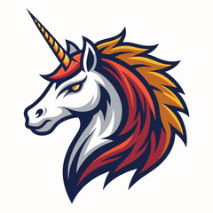 Create a bold, mystical unicorn vector illustration with a strong stroke.  Include intricate details.