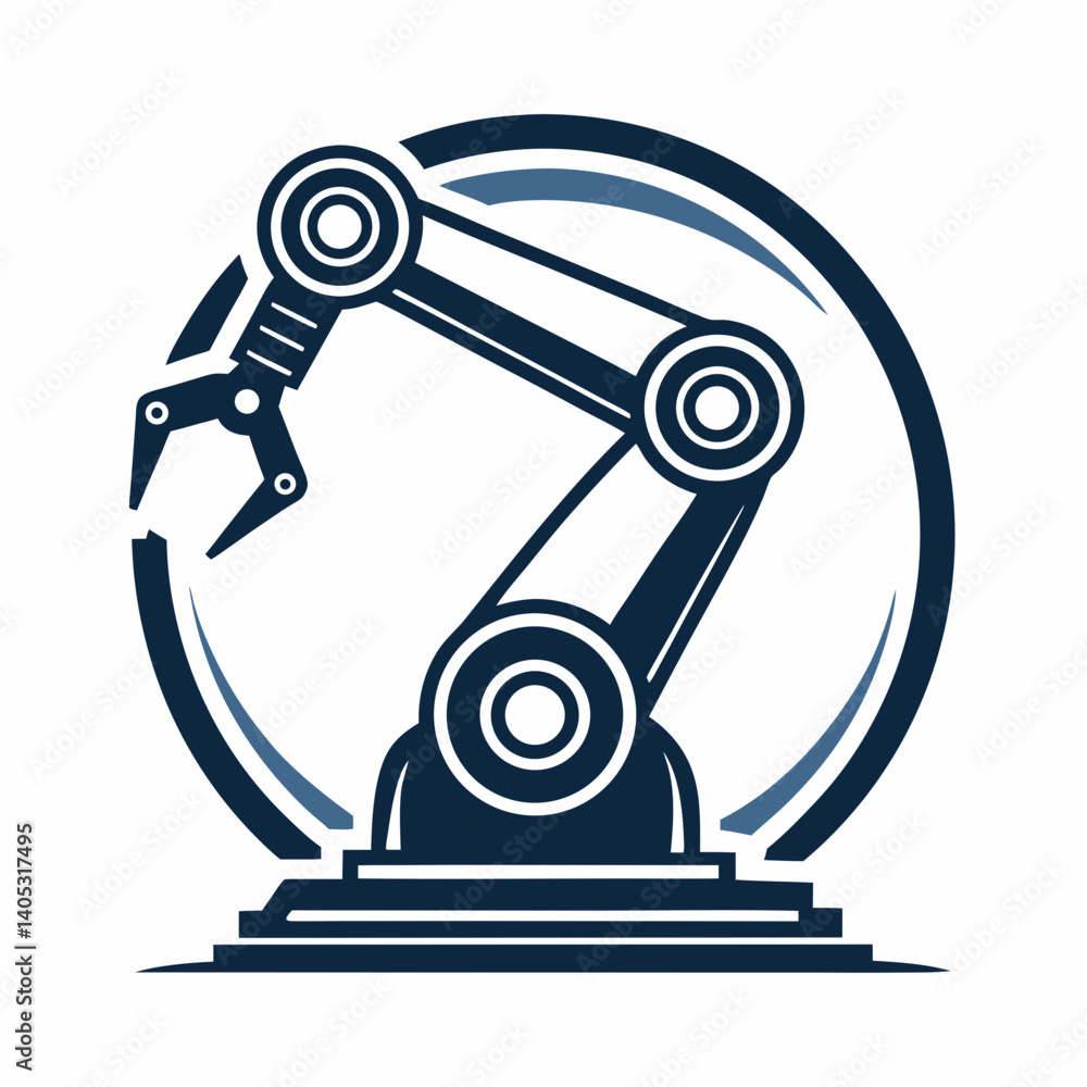 Poster design a vector logo for a robotics startup with a bold, dark blue stroke. the logo should be visual