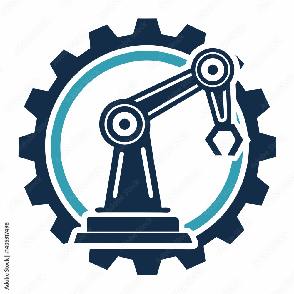 Poster design a vector logo for a robotics startup with a bold, striking stroke.