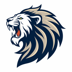 Design a fierce, roaring lion esports logo; bold vector lines, strong color contrast.