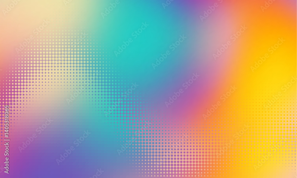 Poster Vector halftone gradient effect. Light pastel colours abstract background. Retro 80's style colors and textures