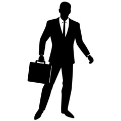 Businessman Silhouette Holding Briefcase Vector Art