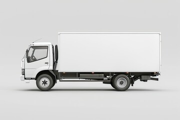 Mock Up of Side View White Truck Isolated on White Background,3D Rendering