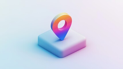 Modern Geolocation Icon on Sleek White Background with Gradient Color