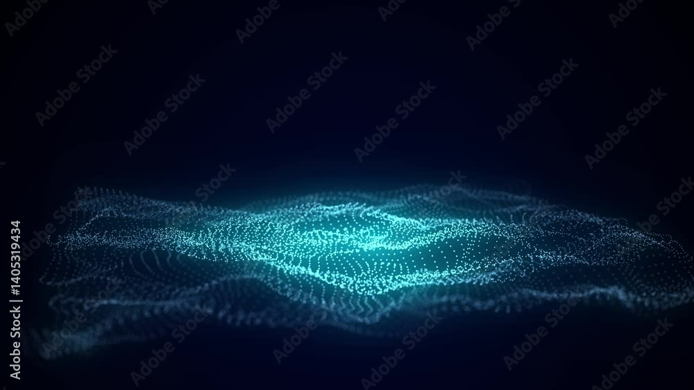 Fototapete abstract technology wave of particles and lines. big data visualization. dark background with motion