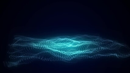 Abstract technology wave of particles and lines. Big data visualization. Dark background with motion dots and lines. Artificial intelligence. 3d rendering. - Powered by Adobe