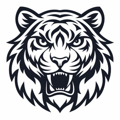 Create a bold, vector illustration of a tiger's face, suitable for esports branding.  Use strong, contrasting colors.