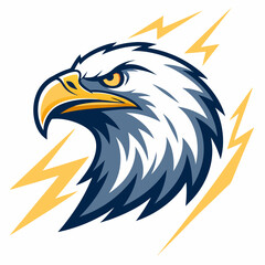 Create a vector image of a bold-stroked thunder eagle for esports, featuring a fierce and powerful pose.