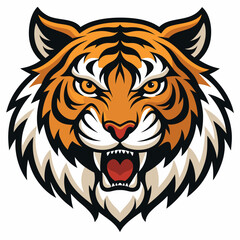 Design a bold, vector tiger face for esports, emphasizing strong strokes.
