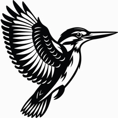 Kingfisher bird silhouette art vector illustration 