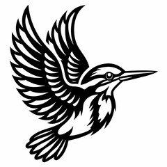 Kingfisher bird silhouette art vector illustration 