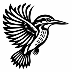 Kingfisher bird silhouette art vector illustration 
