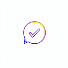 Checkmark in Speech Bubble Icon on White Background  