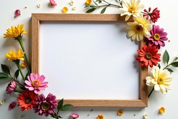Obraz premium Simple wooden frame, dried floral arrangement , decor, display, still life