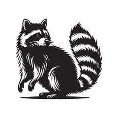 Raccoon minimal Vector - Raccoon Silhouette - Raccoon Illustration - Raccoon Artwork.